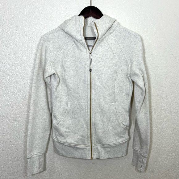 *Lululemon Scuba Hoodie Gold *Light Cotton Fleece Heathered Light Ivory Gold 6 - Picture 1 of 13
